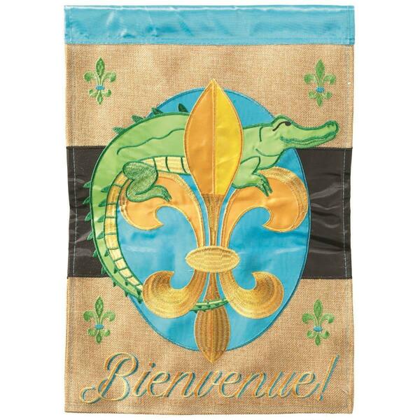 Recinto Bienvenue Alligator Burlap Garden Flag - Large RE3463861